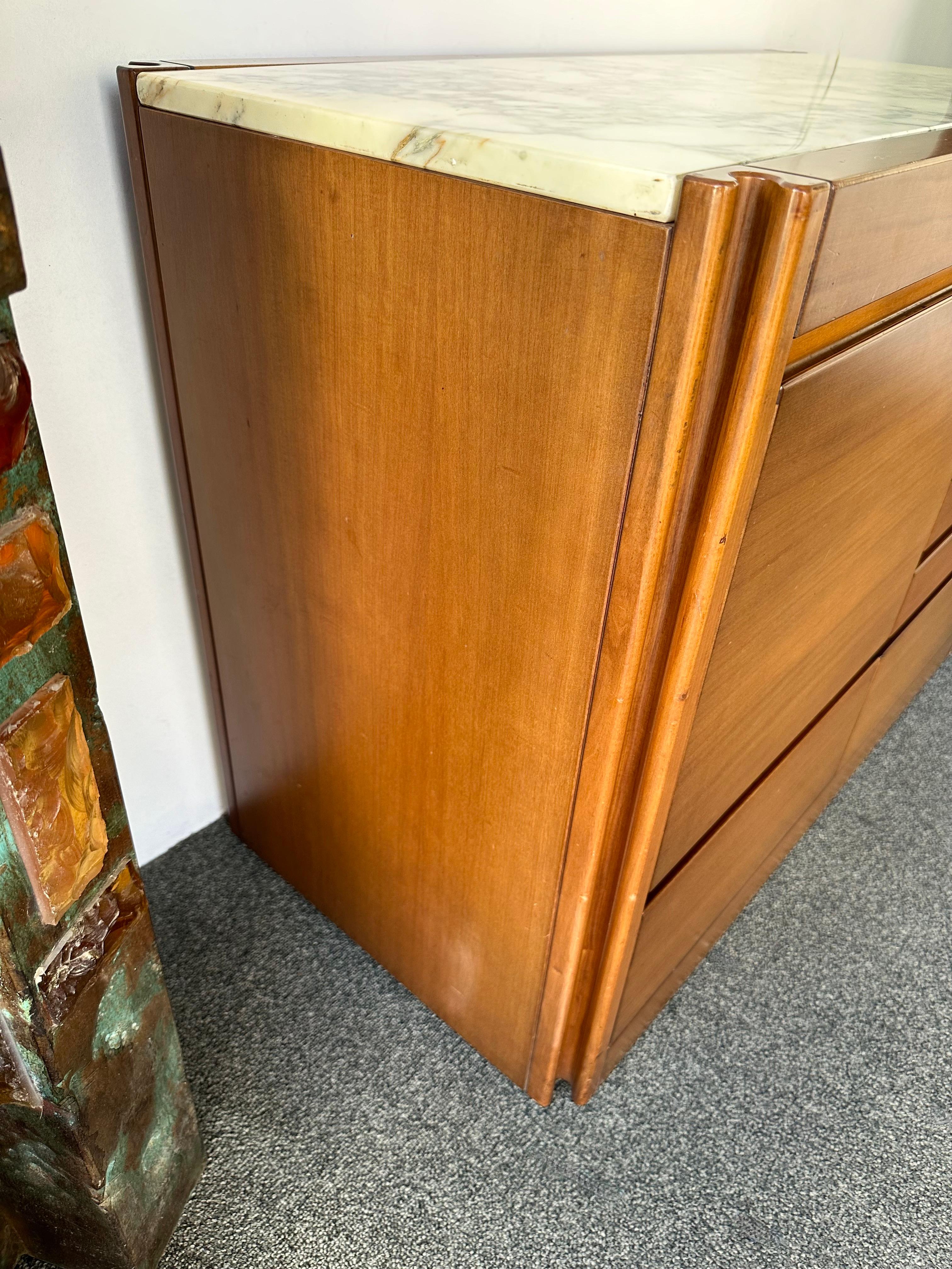 Barwagen aus Holz und Marmor von Angelo Mangiarotti für Molteni, Italien, 1960er Jahre im Angebot 5