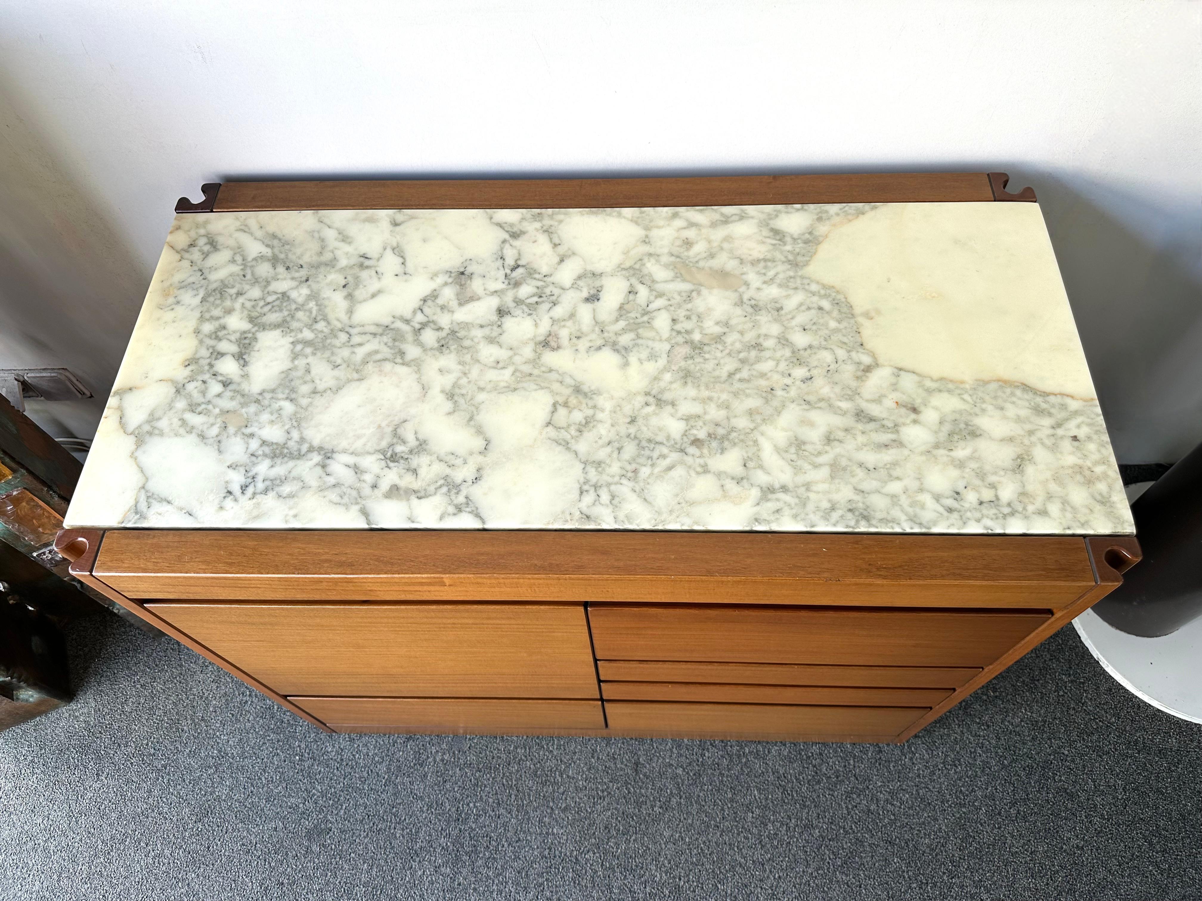 Barwagen aus Holz und Marmor von Angelo Mangiarotti für Molteni, Italien, 1960er Jahre im Angebot 7