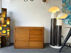 Wood and Marble Dry Bar Cart by Angelo Mangiarotti for Molteni, Italy, 1960s