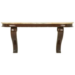 Wood and Marble Italian 1950s Wall-Mounted Console Table from Fratelli Barni