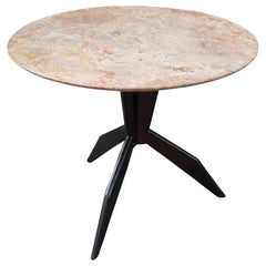 Wood and Marble-Top Midcentury Coffee Table, Italy, 1950
