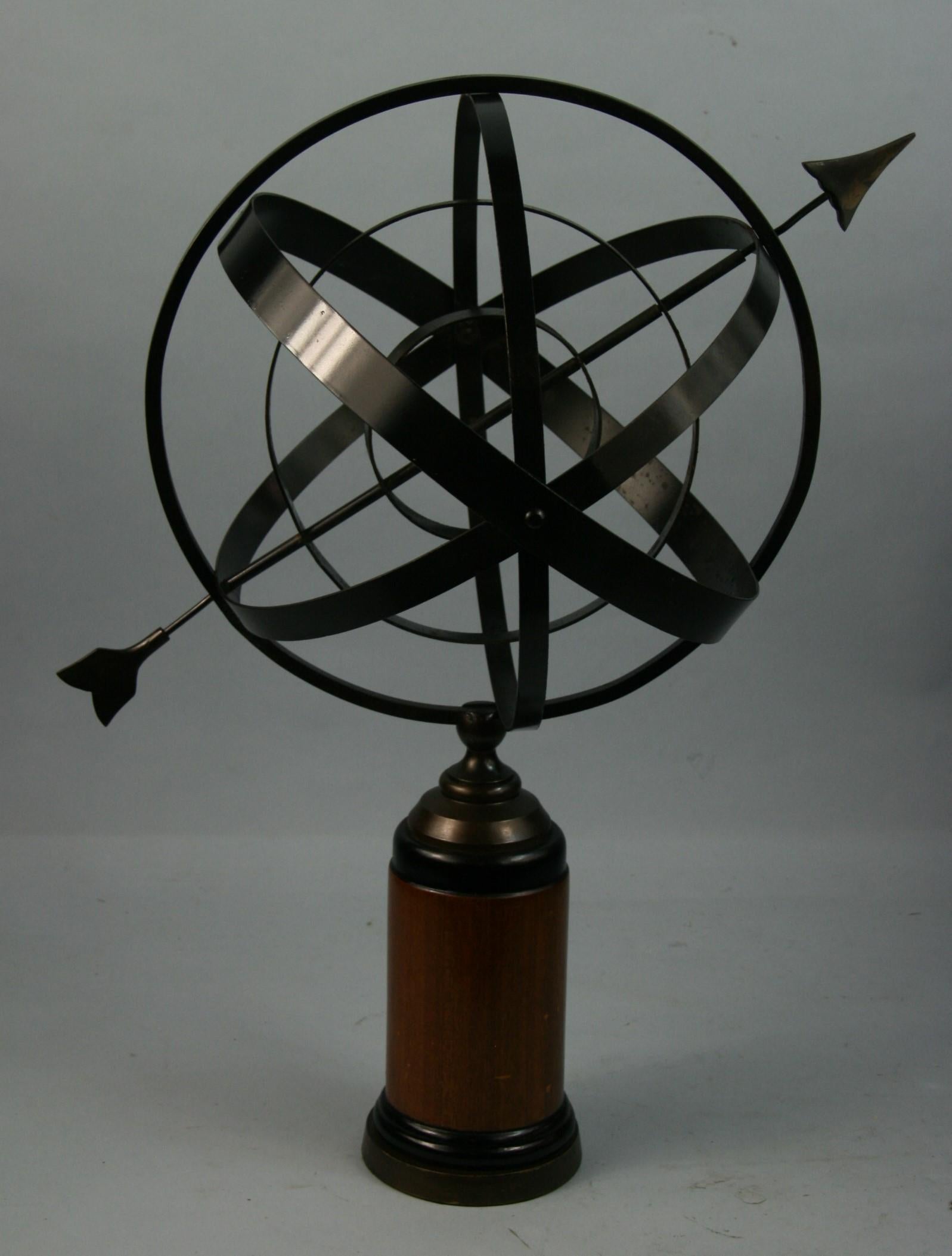 3-787 Brass and wood based armillary.