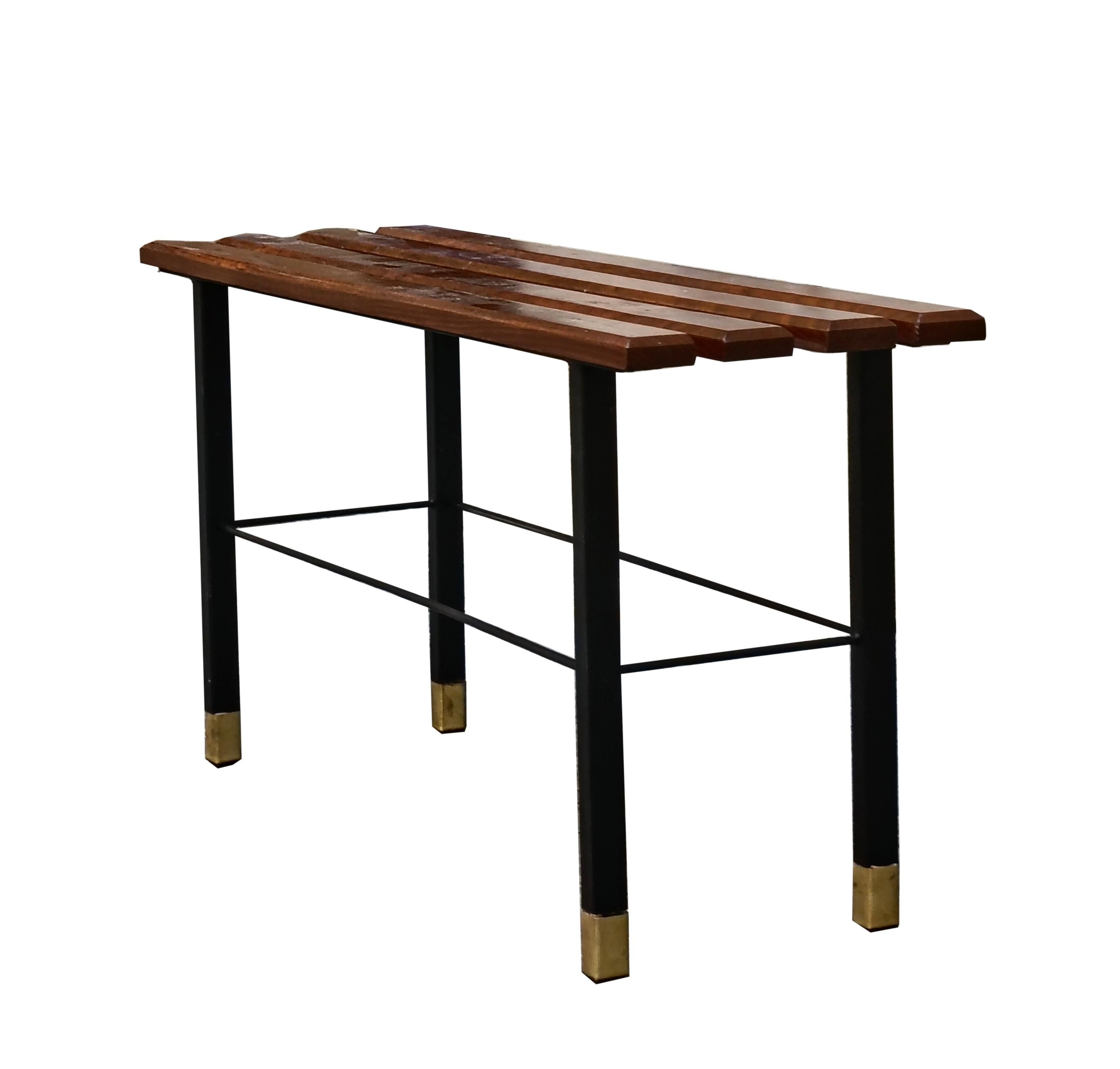 Mid-Century Modern Banc en bois et métal, Italie, années 1960 en vente