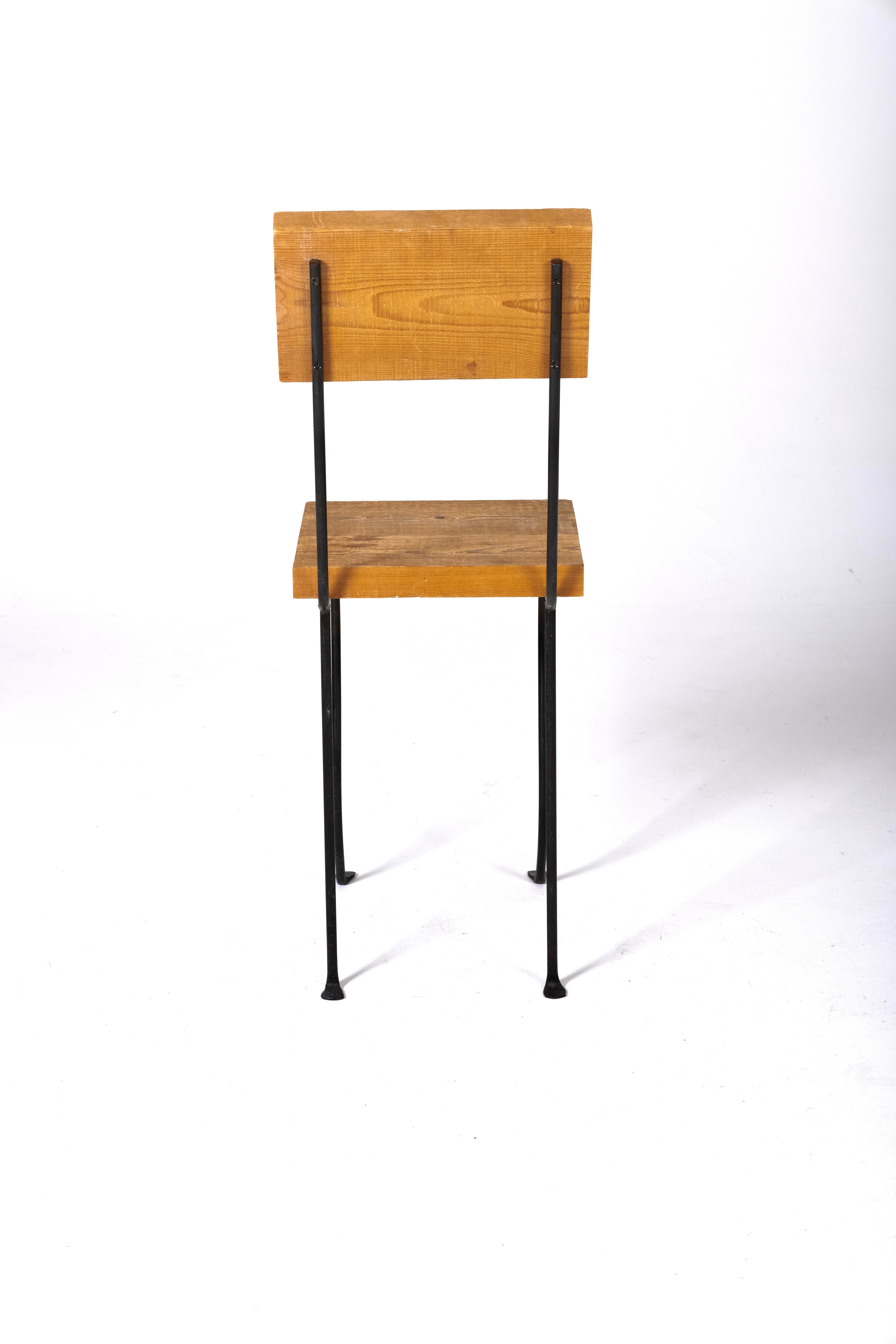 Wood and metal chair by Patrice Gruffaz For Sale 3