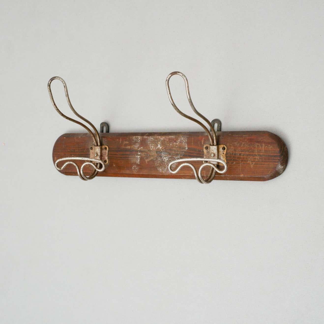 French Wood and Metal Coat Rack, circa 1930 For Sale