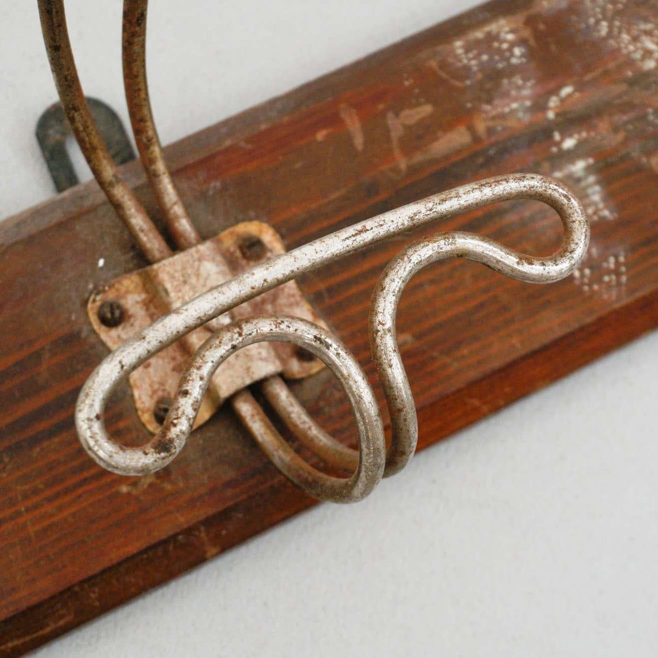 Wood and Metal Coat Rack, circa 1930 For Sale 2