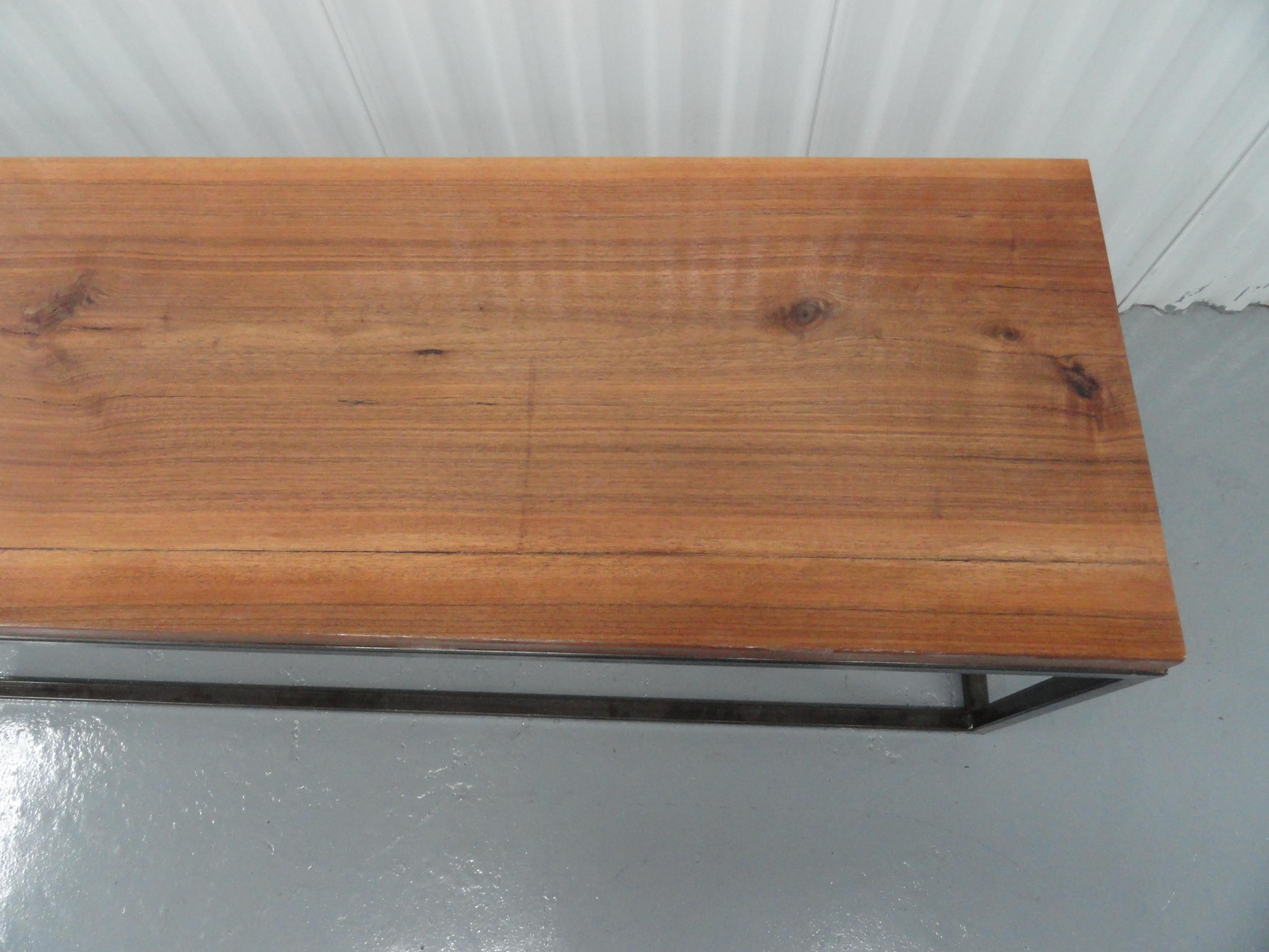 American Wood and Metal Coffee Table For Sale