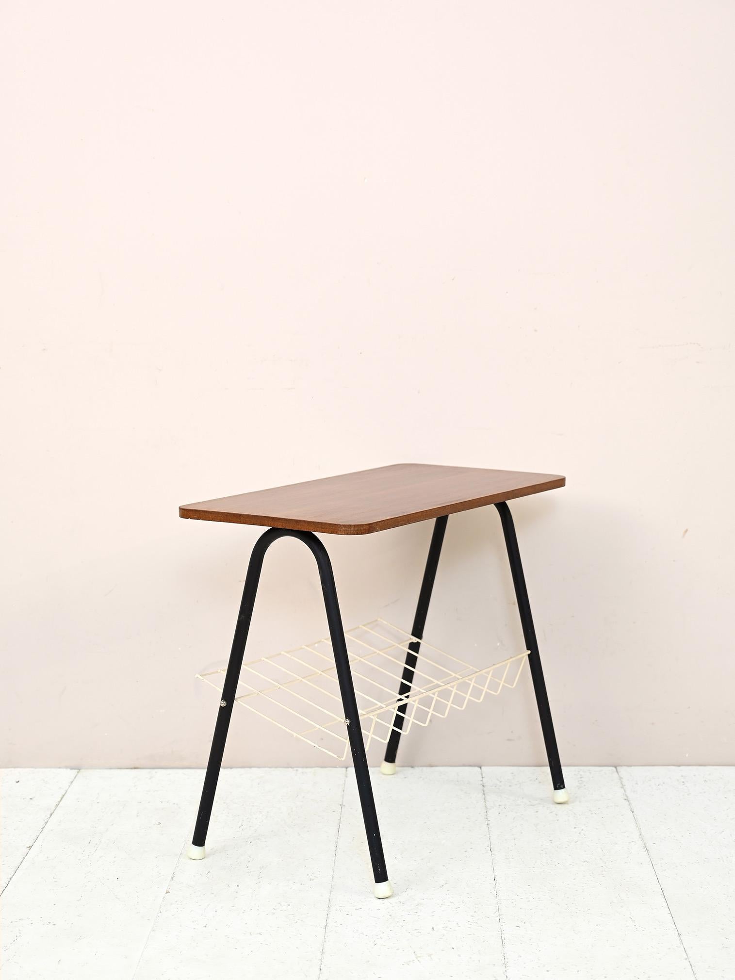Scandinavian Modern Wood and metal coffee table For Sale