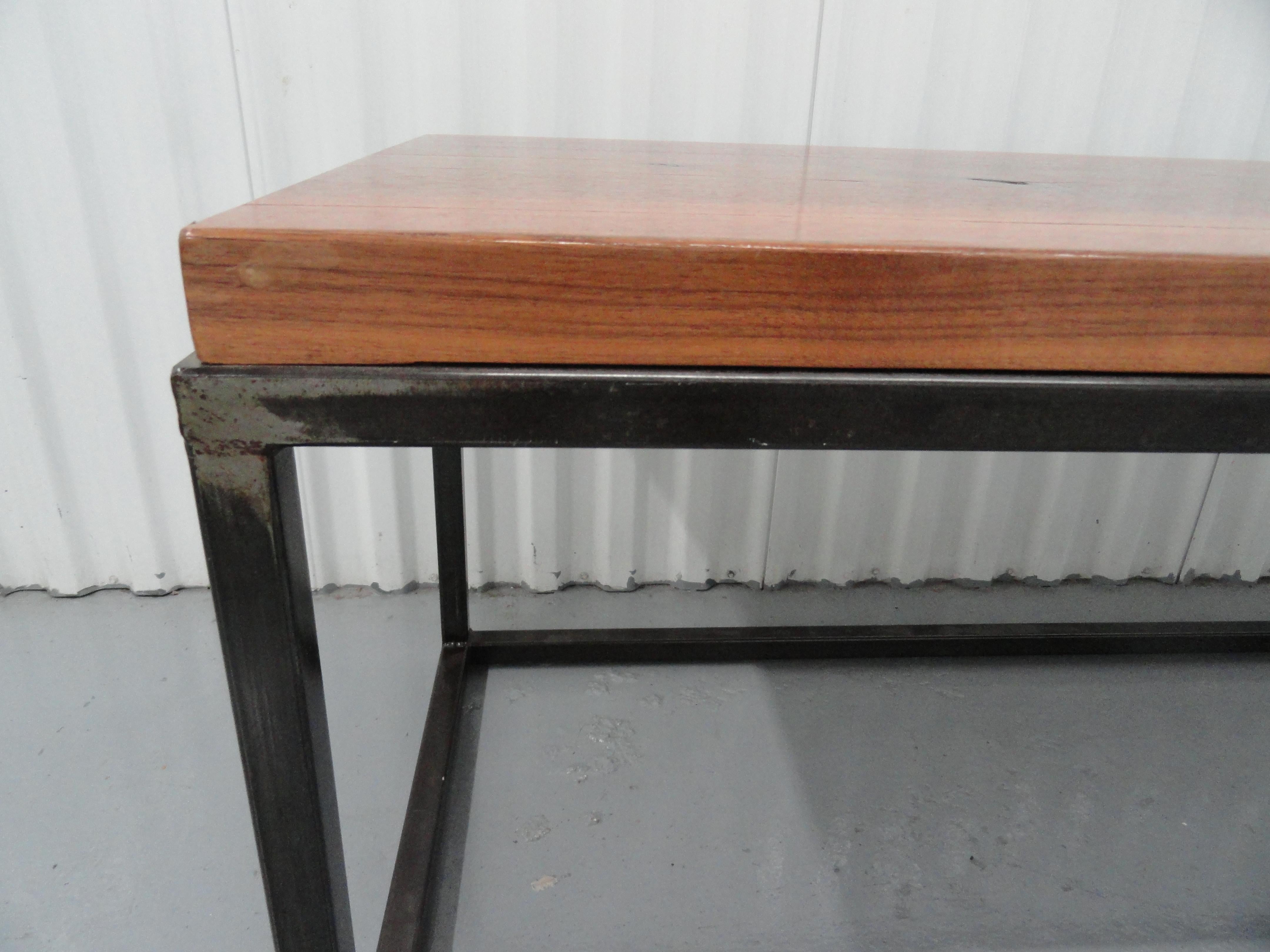 Contemporary Wood and Metal Coffee Table For Sale