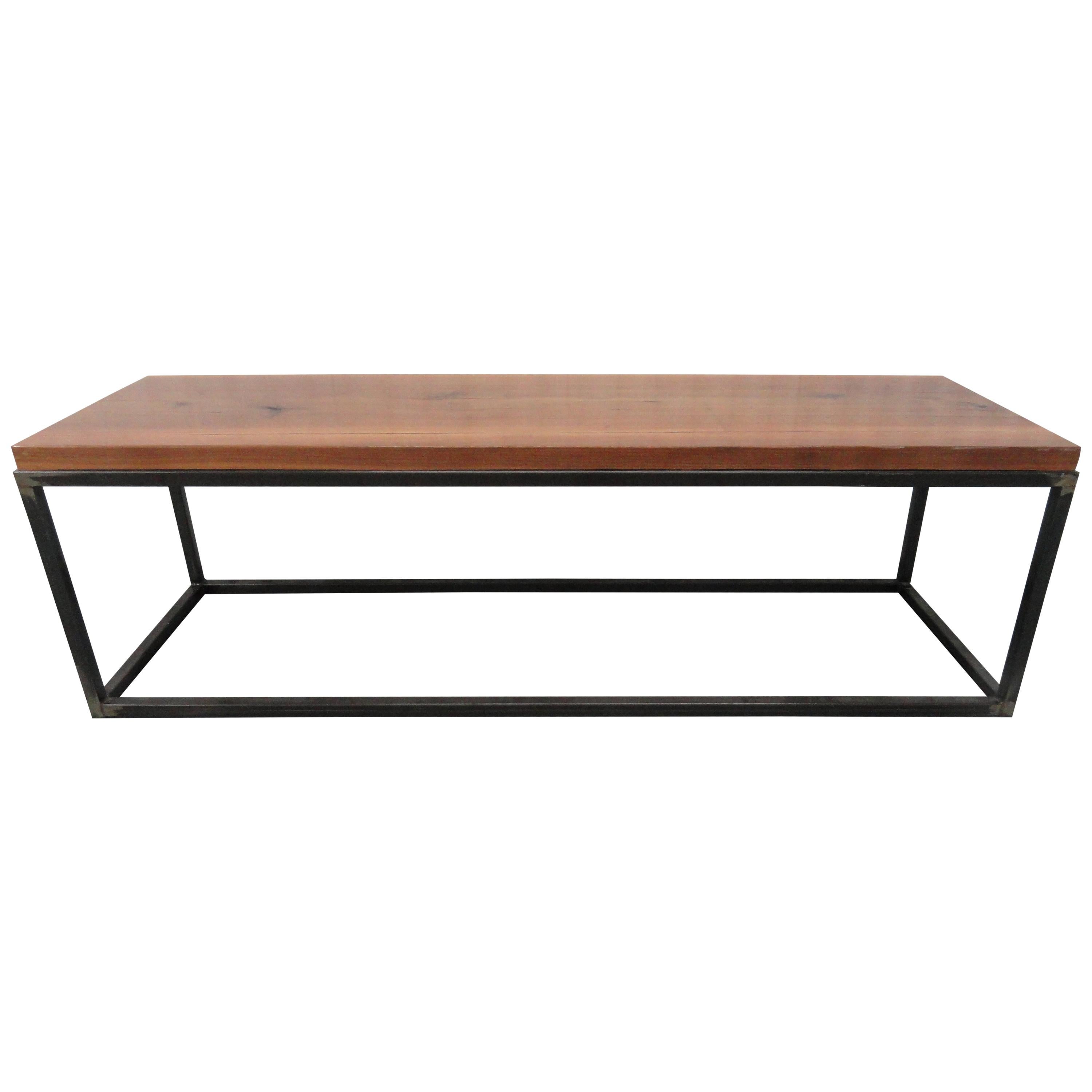 Wood and Metal Coffee Table For Sale