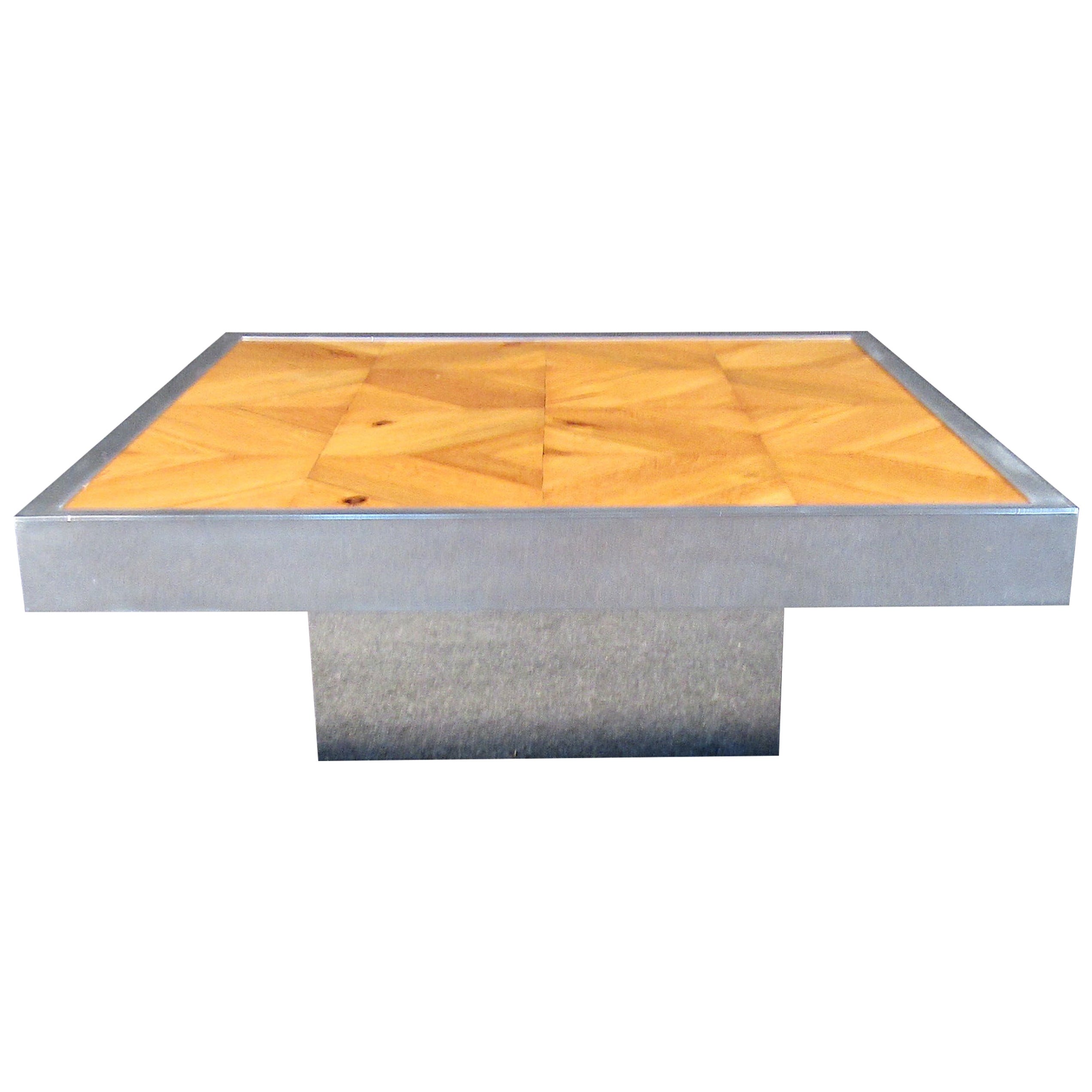 Wood and Metal Coffee Table in Style of Milo Baughman