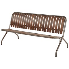 Antique Wood and Metal Folding Bench from Early 20th Century France