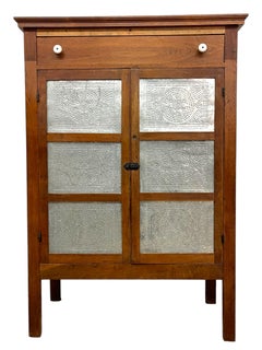 Wood and Metal Pie Cabinet with Fixed Interior Shelves