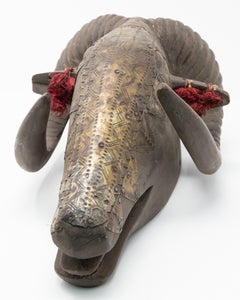 Wood and Metal Plate Marka Ram Mask