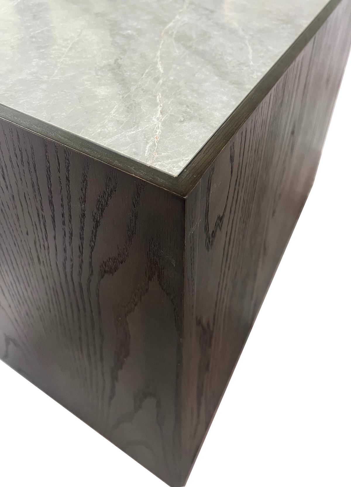 Liguria Nightstand: Where Minimalistic Design Meets Wood & Natural Stone Beauty In New Condition For Sale In Miami Beach, FL