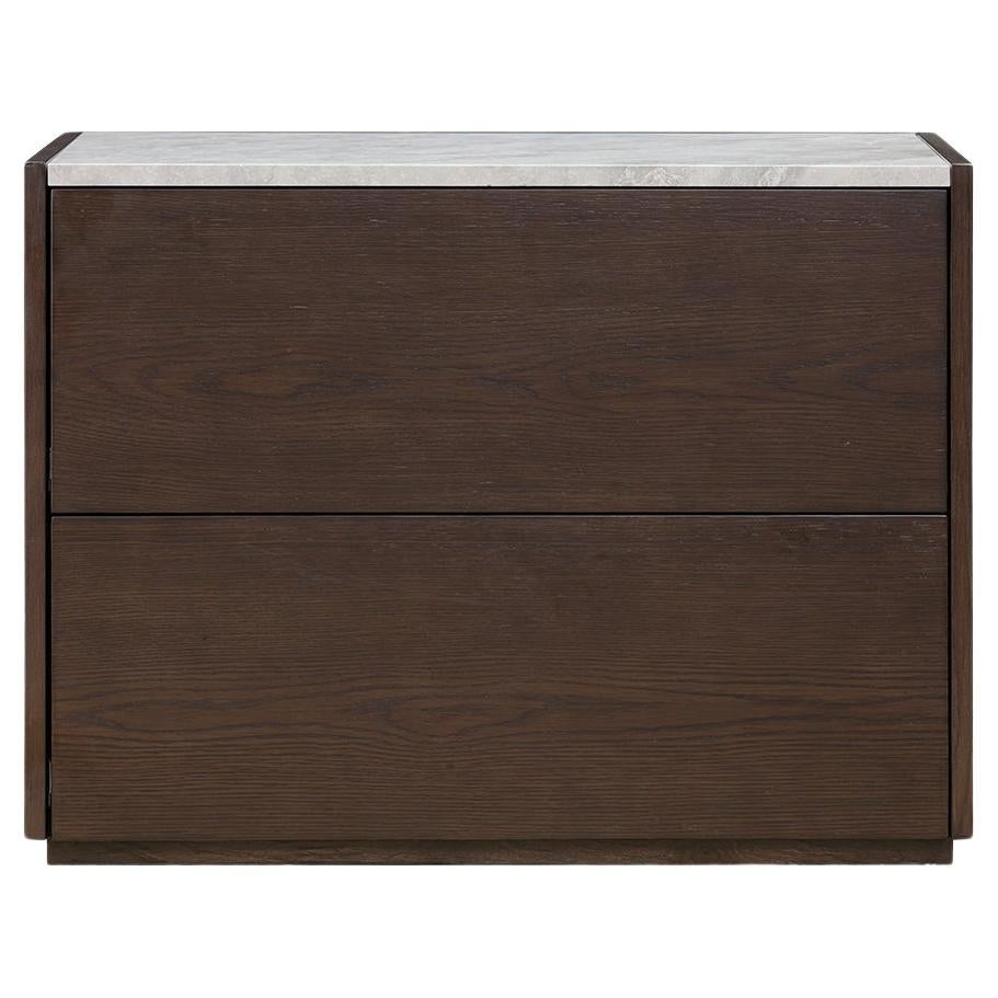 Liguria Nightstand: Where Minimalistic Design Meets Wood & Natural Stone Beauty For Sale