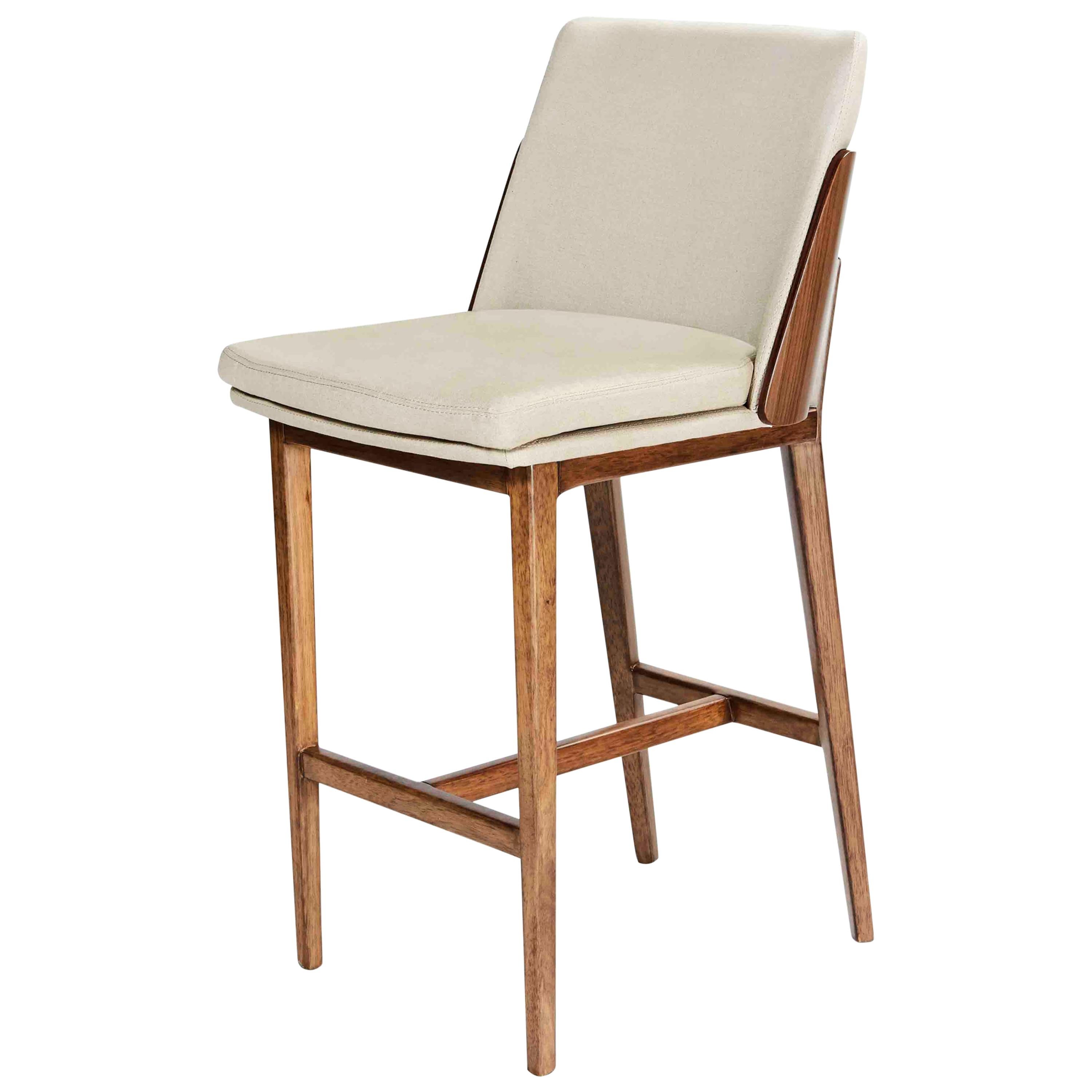 Wood and Off-White, Stool Chair Ohara For Sale