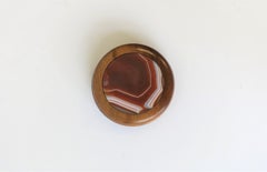 Boîte à bijoux ou à bijoux ronds en bois d'agate, onyx géométrique et onyx, Brésil, années 1990