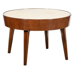 Wood and Parchment Low Round Table by Comte, Argentina, Buenos Aires, circa 1950