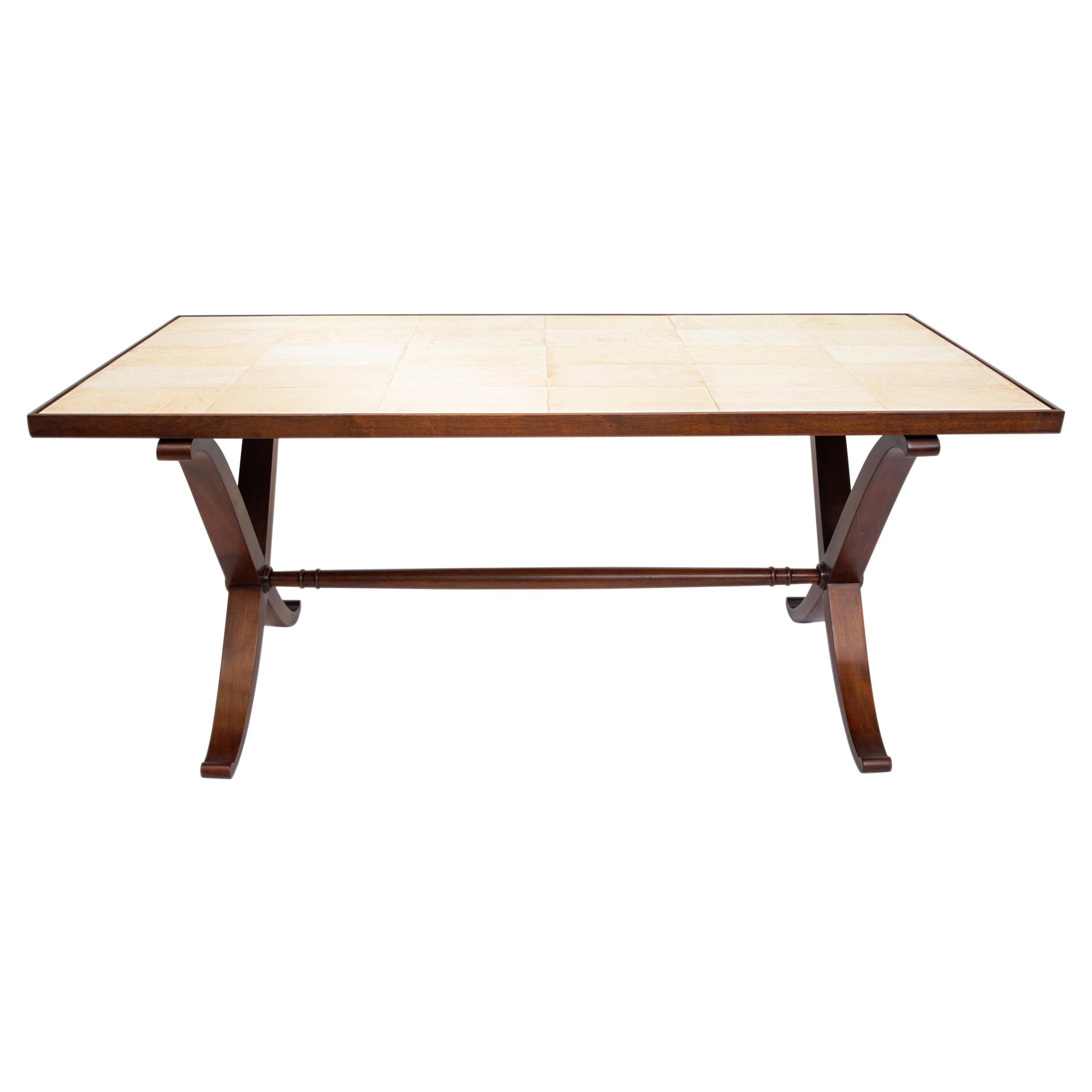 Wood and Parchment Low Table by Comte, Argentina, Buenos Aires, circa 1950