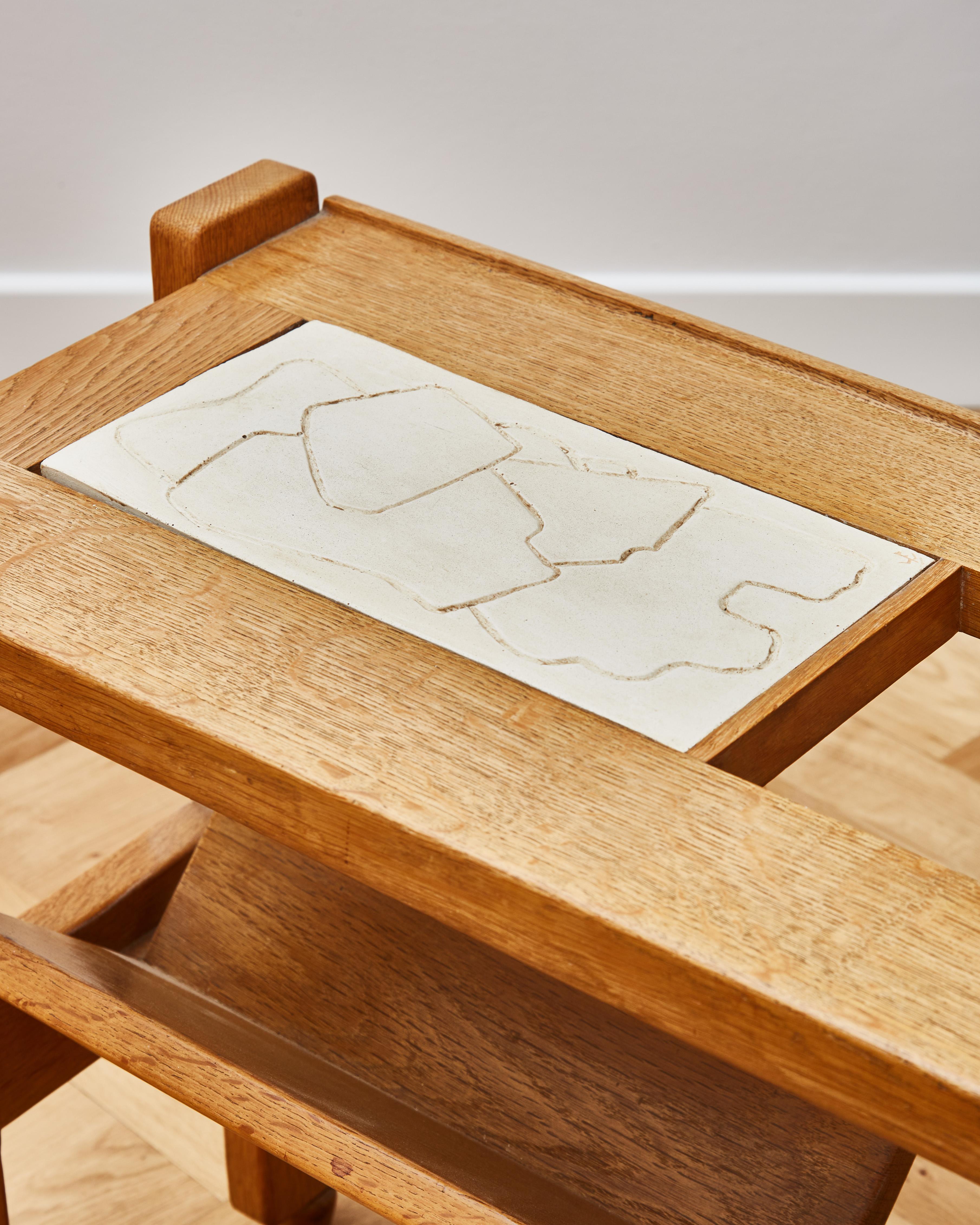 Plâtre Table d'appoint en bois et plâtre de François Weiss