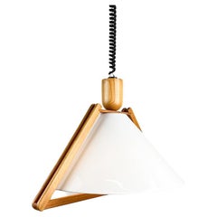 Plafonnier en bois et plexiglas, années 1970