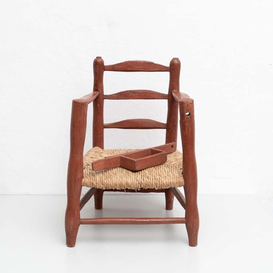 Wood and Rattan Children Chairs, circa 1960 For Sale 3