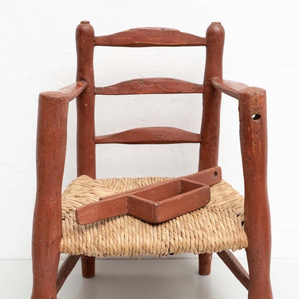 Wood and Rattan Children Chairs, circa 1960 For Sale 12