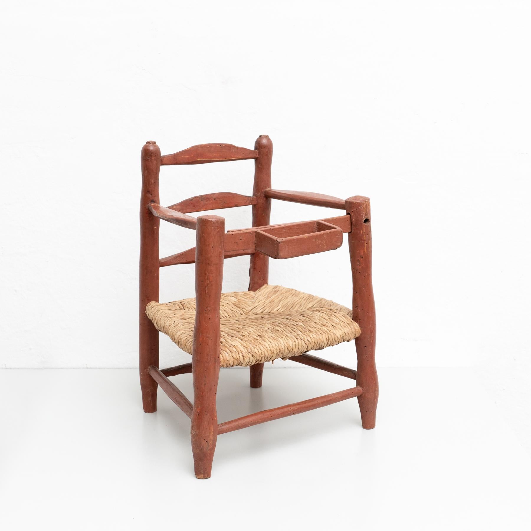 Mid-Century Modern Wood and Rattan Children Chairs, circa 1960