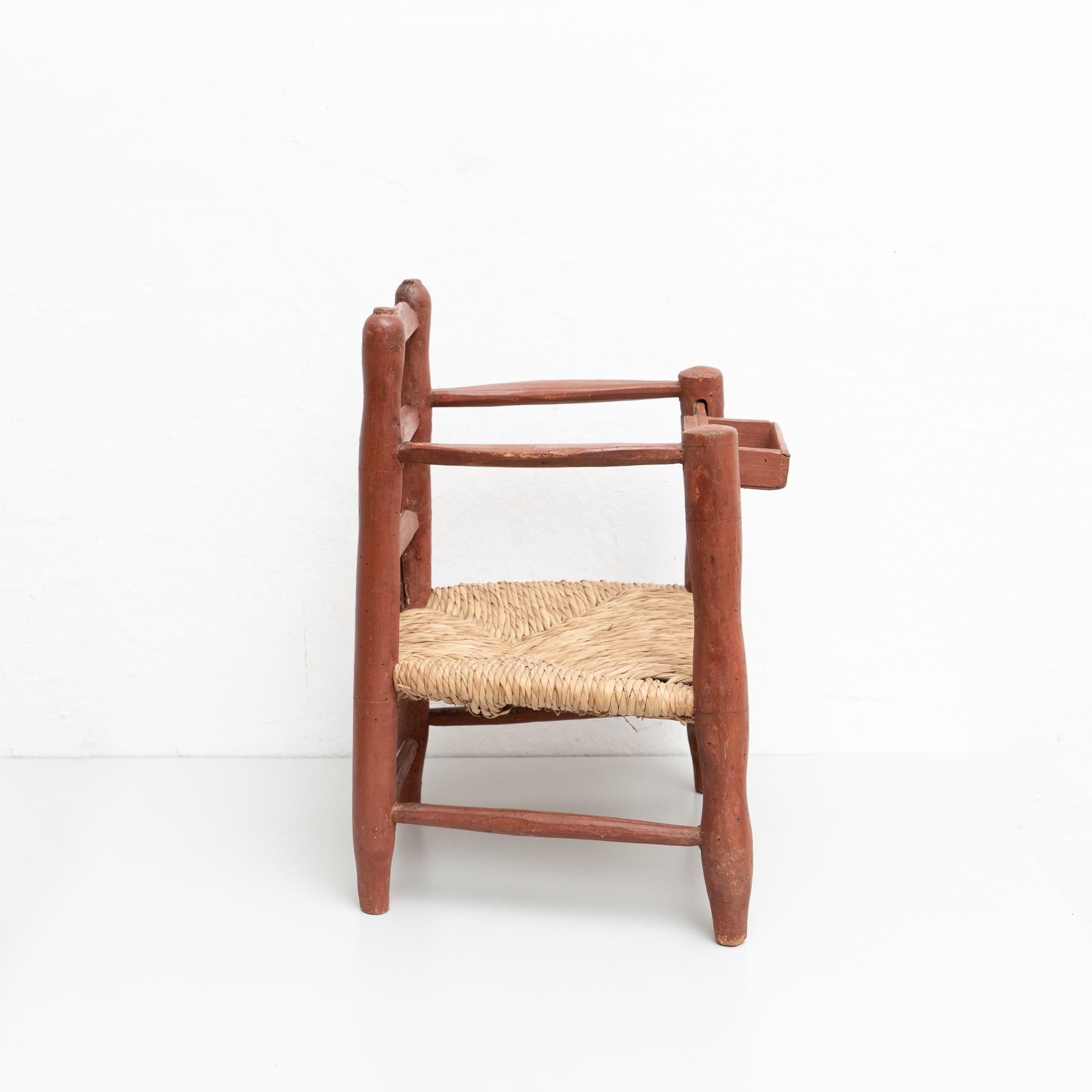 Spanish Wood and Rattan Children Chairs, circa 1960