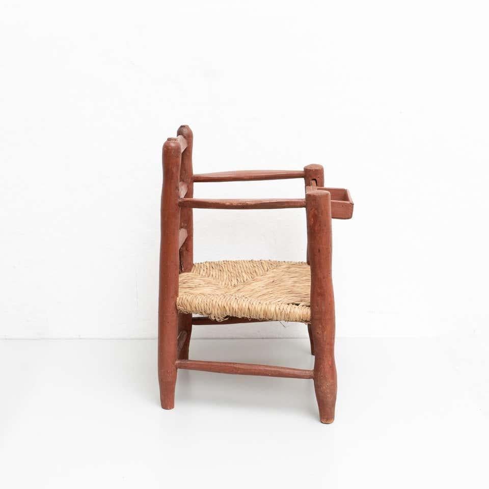 Mid-Century Modern Wood and Rattan Children Chairs, circa 1960 For Sale