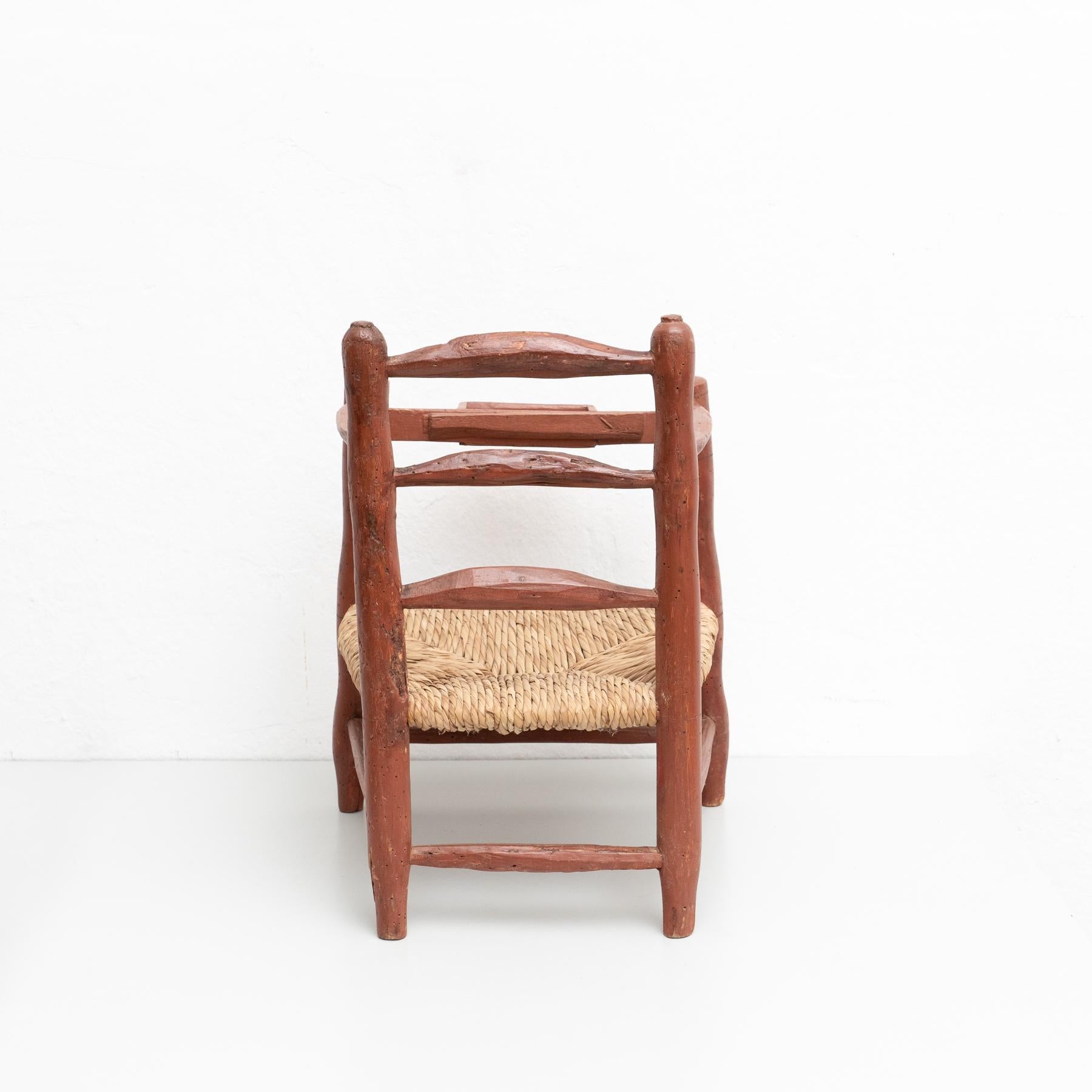 Mid-20th Century Wood and Rattan Children Chairs, circa 1960