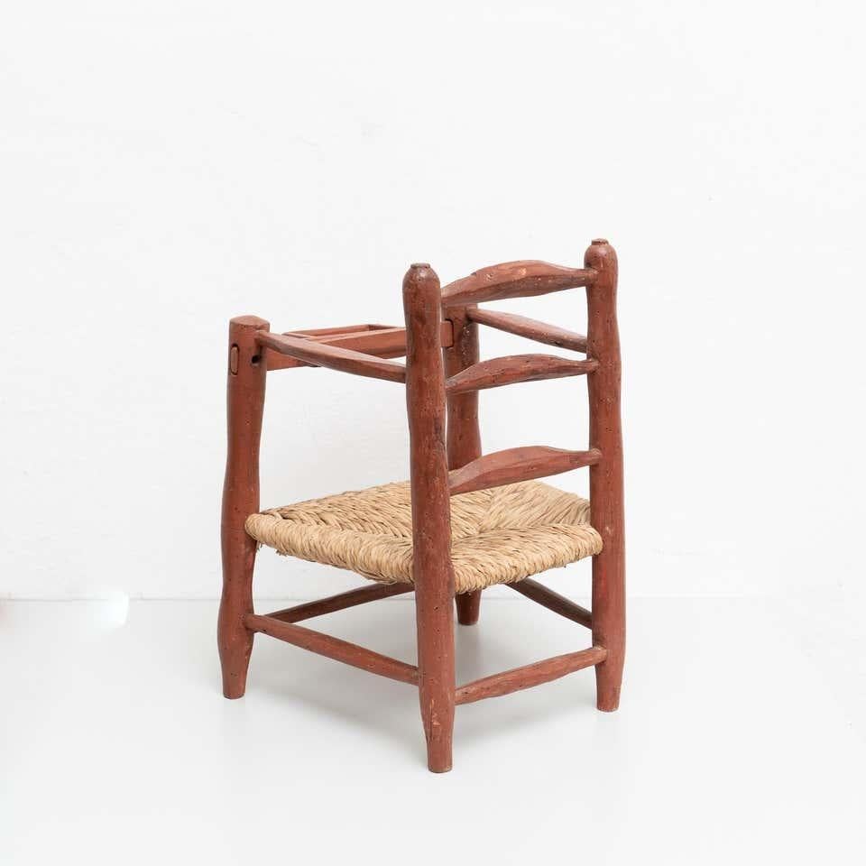 Mid-20th Century Wood and Rattan Children Chairs, circa 1960 For Sale
