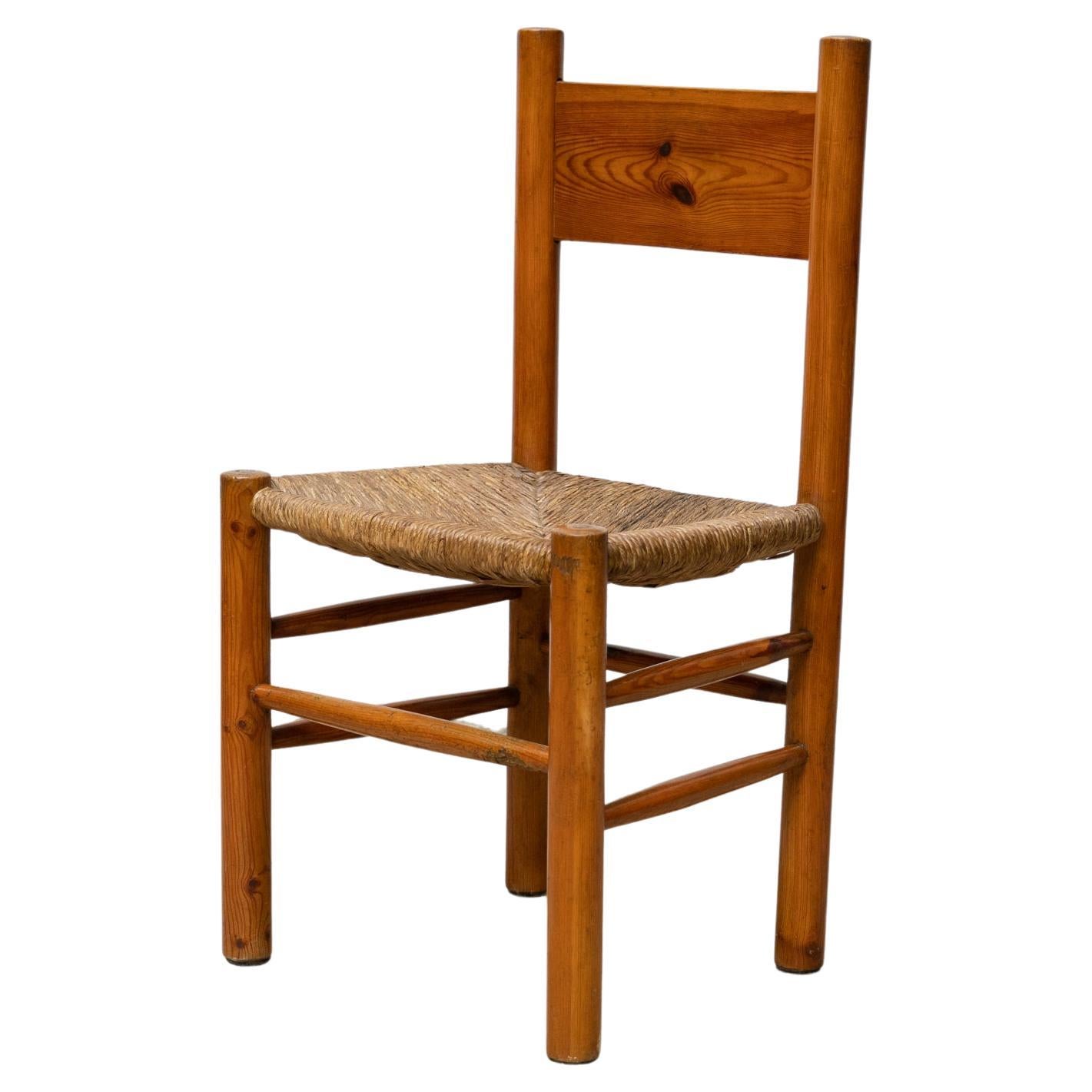 Wood and Rattan Mid Century Modern Chair After Charlotte Perriand, circa 1960