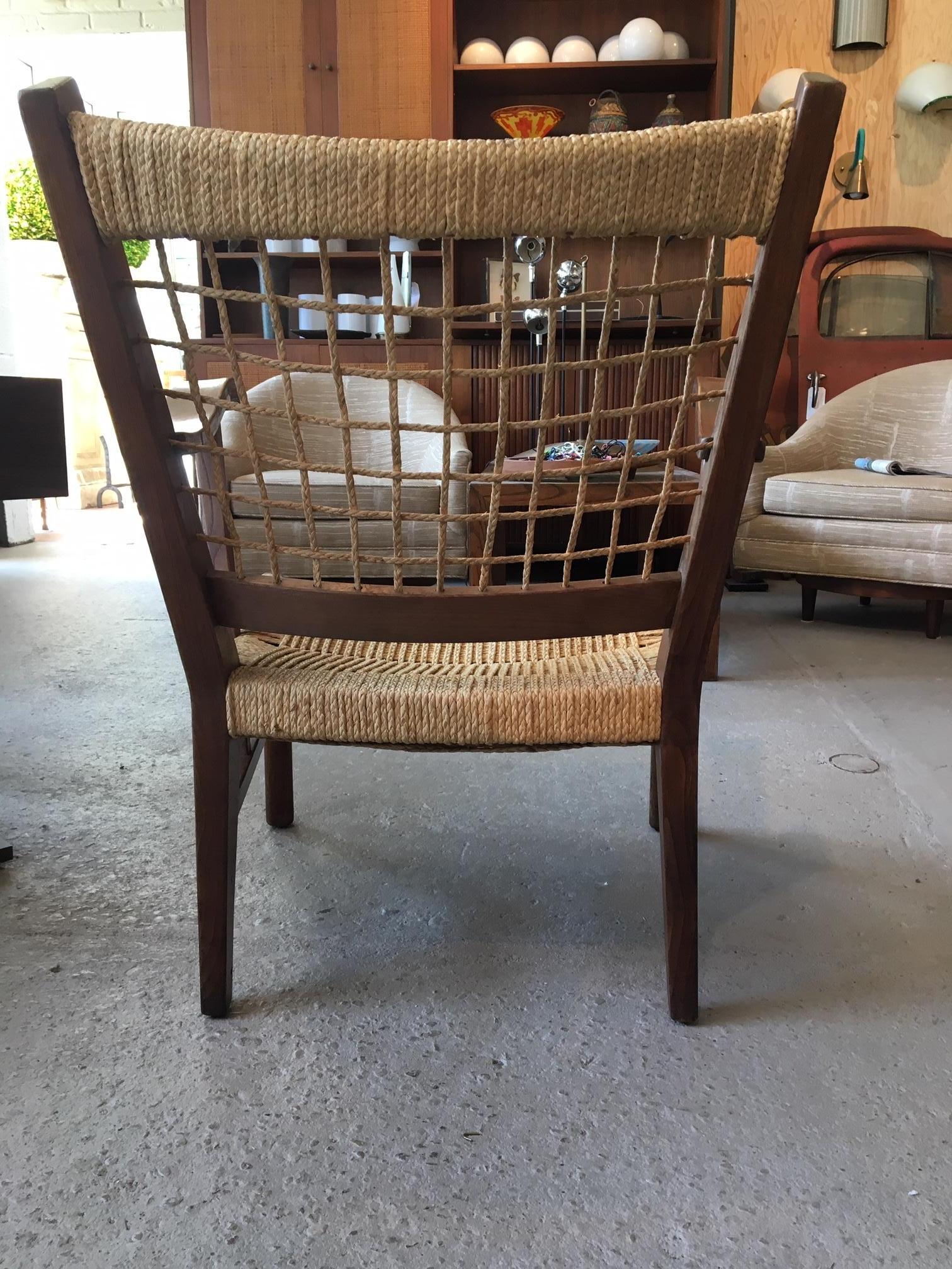 Italian Wood and Rope Armchair by Guglielmo Pecorini, Italy, 1930s