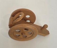 Wood and Rope Bottle Holder Representing a Cannon, Audoux Minet