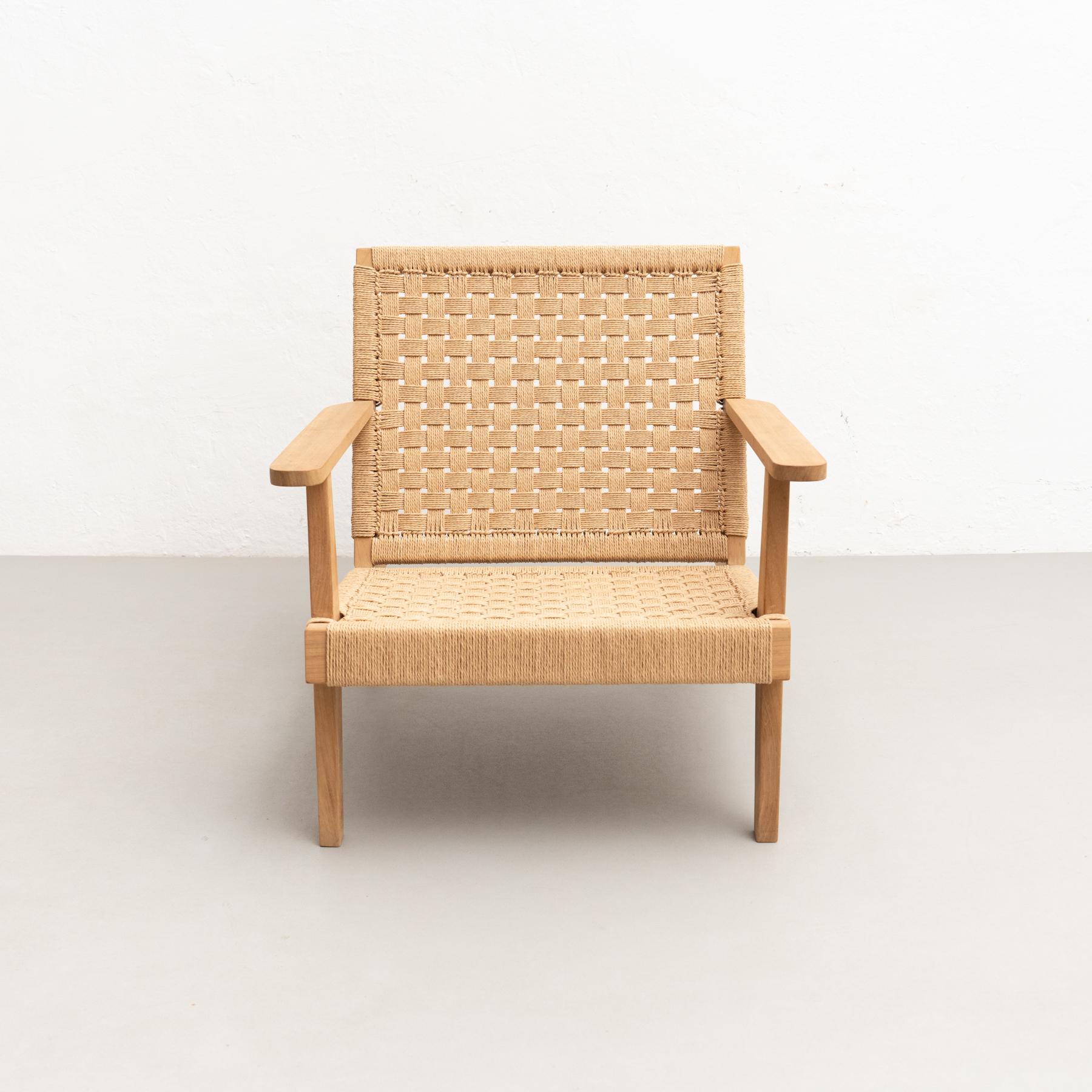 Wood and Rope Easy Armchair after Clara Porset 4