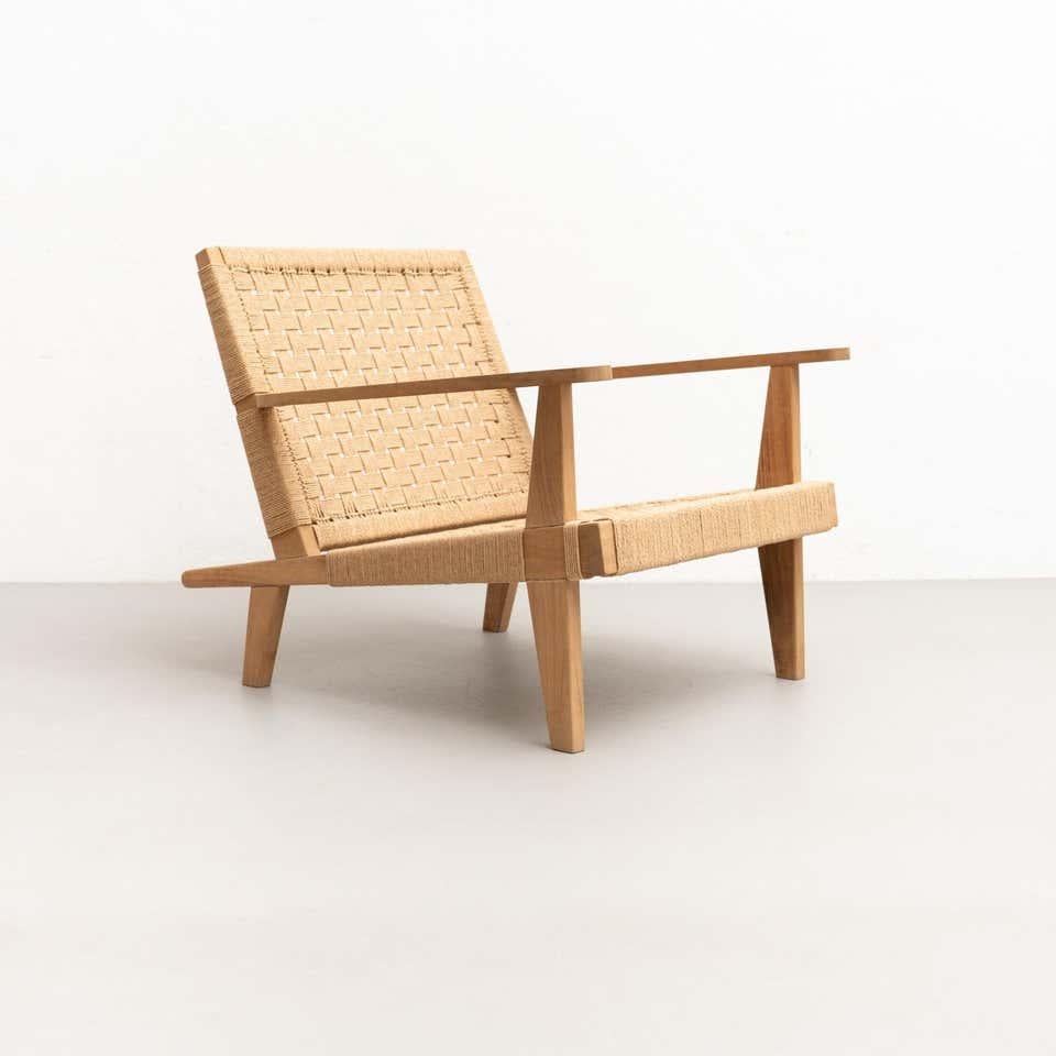 Wood and Rope Easy Armchair after Clara Porset For Sale 4