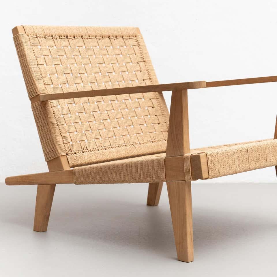 Sessel aus Holz und Seil nach Clara Porset im Angebot 7