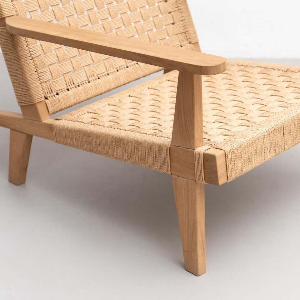 Wood and Rope Easy Armchair after Clara Porset For Sale 7