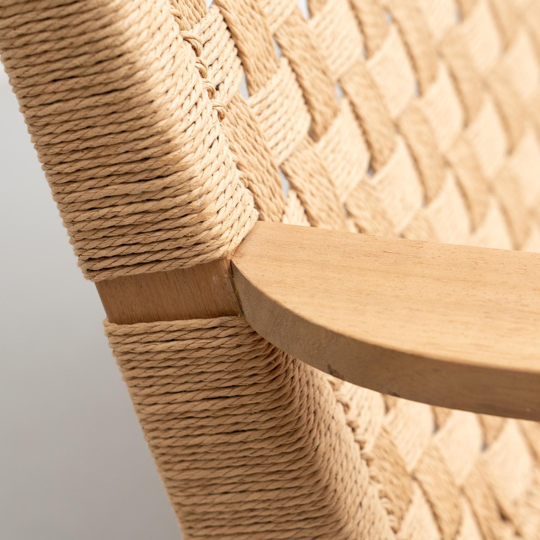 Wood and Rope Easy Armchair after Clara Porset 10