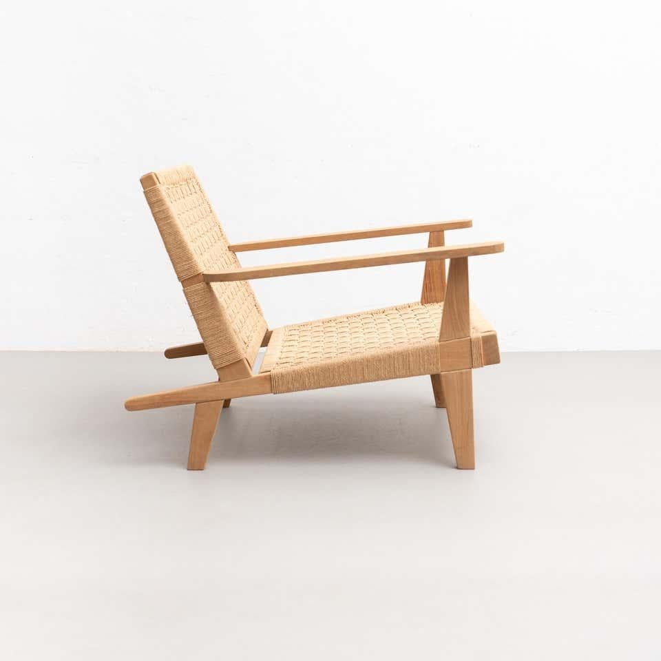 Wood and Rope Easy Armchair after Clara Porset For Sale 9