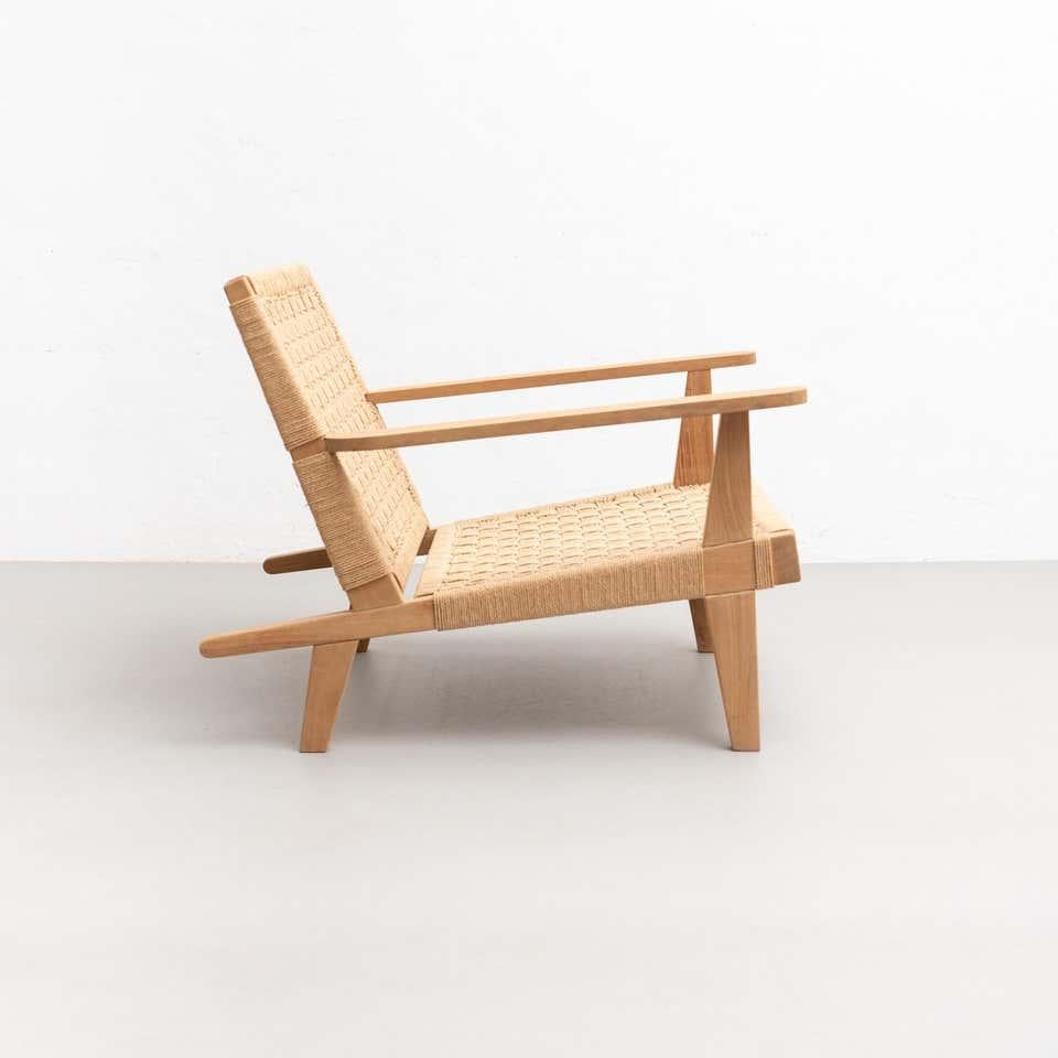 Wood and Rope Easy Armchair after Clara Porset For Sale 10