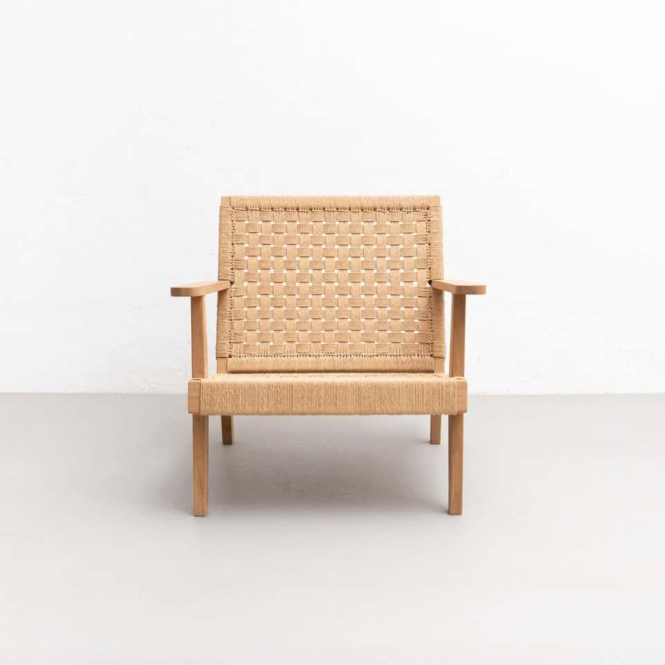 Wood and Rope Easy Armchair after Clara Porset In Good Condition For Sale In Barcelona, Barcelona