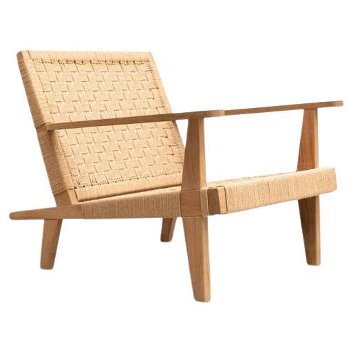 Mid-Century Modern Wood and Rope Armchair After Clara Porset