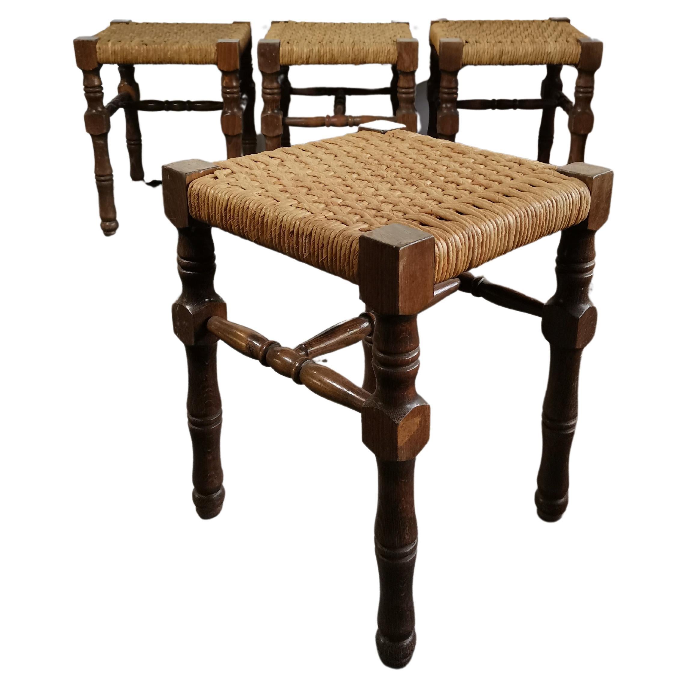 Wood and Rope STOOL, 1960s, 1 of 4