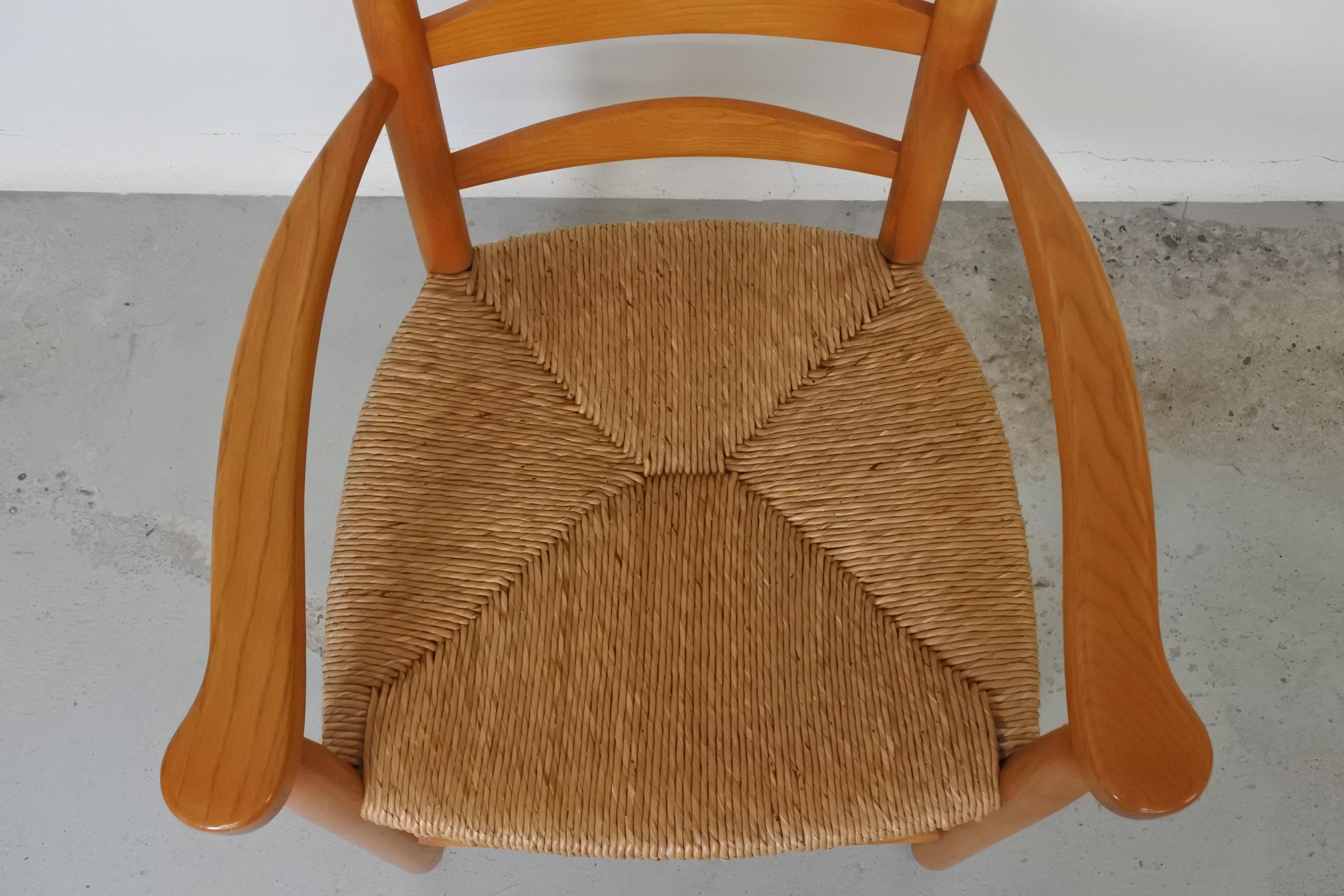 Wood and Rush Armchair in the Style of Charlotte Perriand, France, 1960s 7