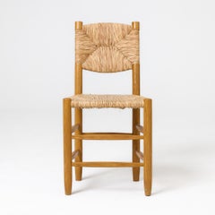 Wood and Rush Chair in the Style of Charlotte Perriand, circa 1990