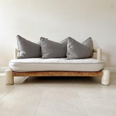 Wood and Rush Organic Vintage Sofa Michael Taylor Style