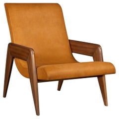Wood and Saddle Leather Molded Dizier Chair